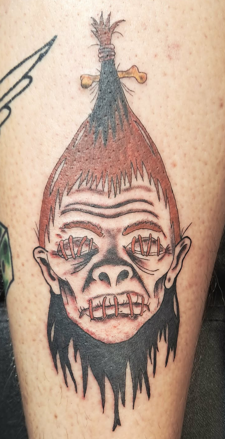 Shrunken head tattoo