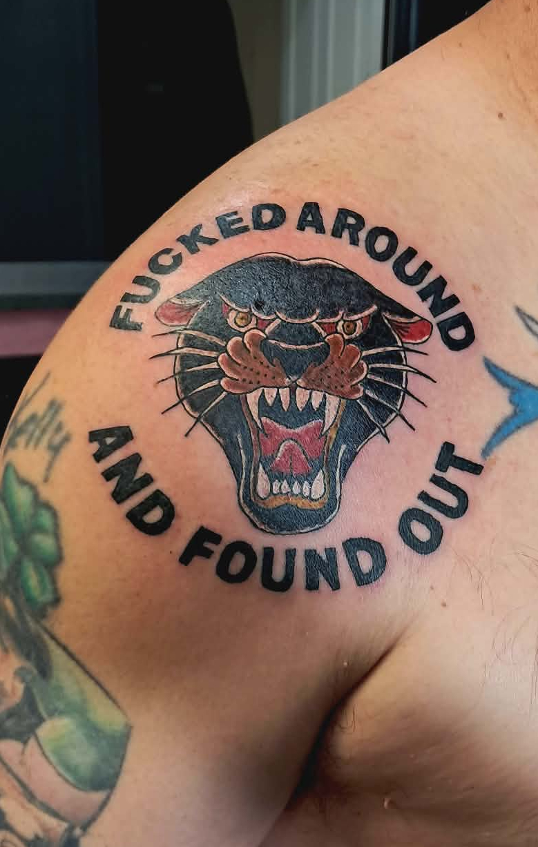 Traditional panther tattoo